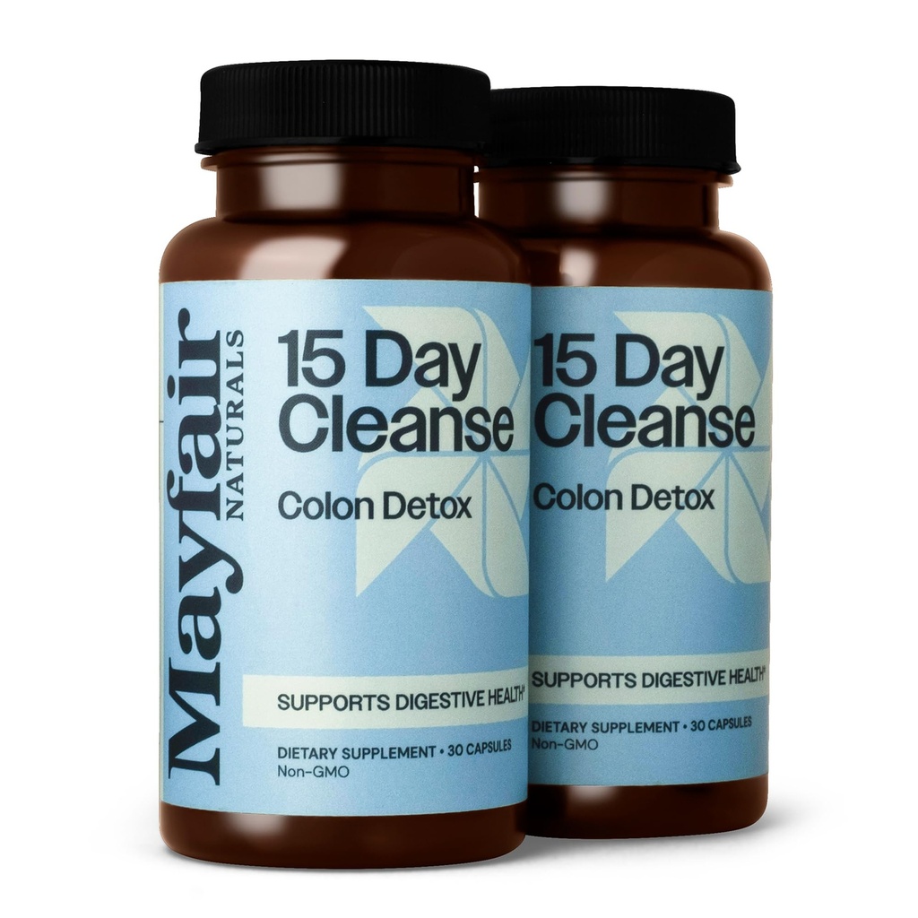 15 dages rengøring kolon afvænning (2 Pack), Kosttilskud, 30 kapsler Hver (60 i alt), Natural Laxative for Forstoppelse og fordøjelsessygdomme supplement