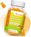 Høj Absorption Calcium Gummier, Sukker Free Calcium Magnesium tillæg med Kalium Vitamin D3 til mænd og kvinder - Vegan, Orange Flavor 60 Cts