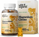 Wild & Organic Magnesium Citrate Gummies 400 mg - Afslappende Chewables for Calm and Mood - Calming Magnesium Citrate Supplement - 60 Vegan, non-GMO Powder Based Chews