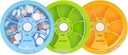 INVODA Weekly Pill Organizer 7 Segment Roterende Pill Box for Daglig Medicin & Vitaminer - Bærbar rejse Pill sag Fish Oil Kosttilskud Vitaminer Organizer (Green + Sky Blue + Orange)