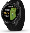 Garmin Approach ® S50, Advanced Golf GPS Smartwatch, AMOLED Display, On- Course funktioner, Wrist- baseret hjertefrekvens, Sat aluminium Bezel med sort ComfortFit Nylon Band