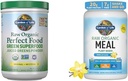 Livets have Super Green Powder Smoothie & Mix, Probiotika & fordøjelsesenzymer til fordøjelsessygdomme & Vegansk Protein Powder - Raw Organic Meal Erstatning Shakes - Vanilla - Pea Protein