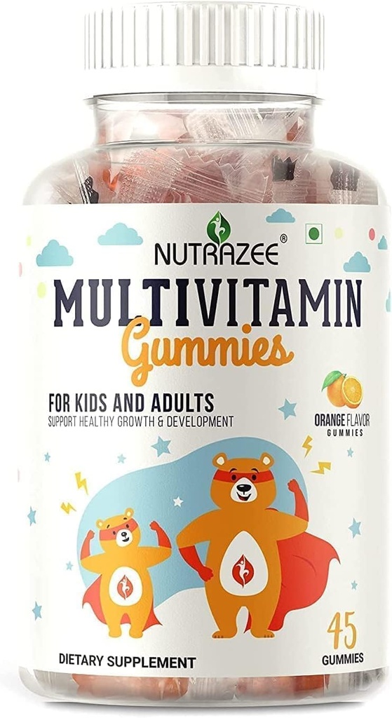 SENTA Nutrazee Multivitamin Gummies til børn, Teenagere, Mænd, Kvinder & Voksne med essentielle vitaminer for sund vækst, udvikling og immunitet, 45 Gummy Bears supplement