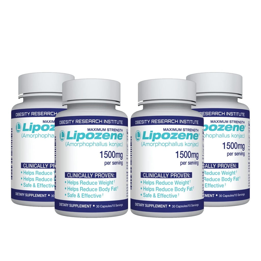 Lipozen Diet piller - vægttab supplement - 4 flasker med 30 kapsler Hver, i alt 120 kapsler!