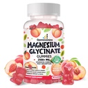 Magnesium Glycinat Gummies 2500mg - Sugar Free Magnesium Kalium Supplement med D-vitamin, B6, CoQ10 for Calm Mood & Sleep Support - 90 Peach Gummies