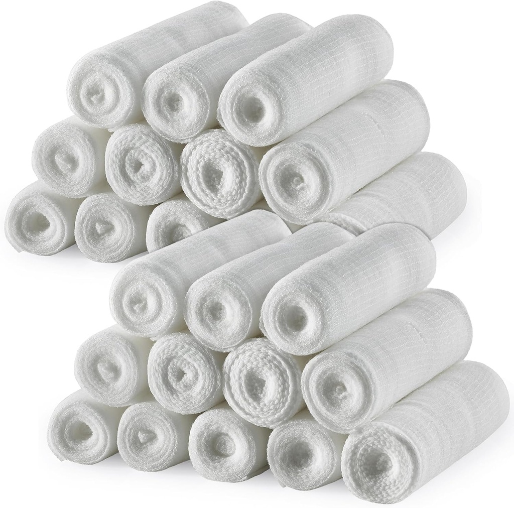 Medca Gauze Bandage Rolls - (24 Pack) 4 i x 4.1 Yards Per Roll, Medical Grade Stretch Indpakning til at klæde alle typer af sår og førstehjælp kit (4-tommer, 24 Pcs)