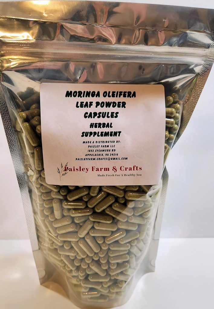 Moringa Oleifera Leaf Capsules Non GMO - Urtetilskud - 100% Pure Leaf Powder! (5000) - Made Fresh On Demand!
