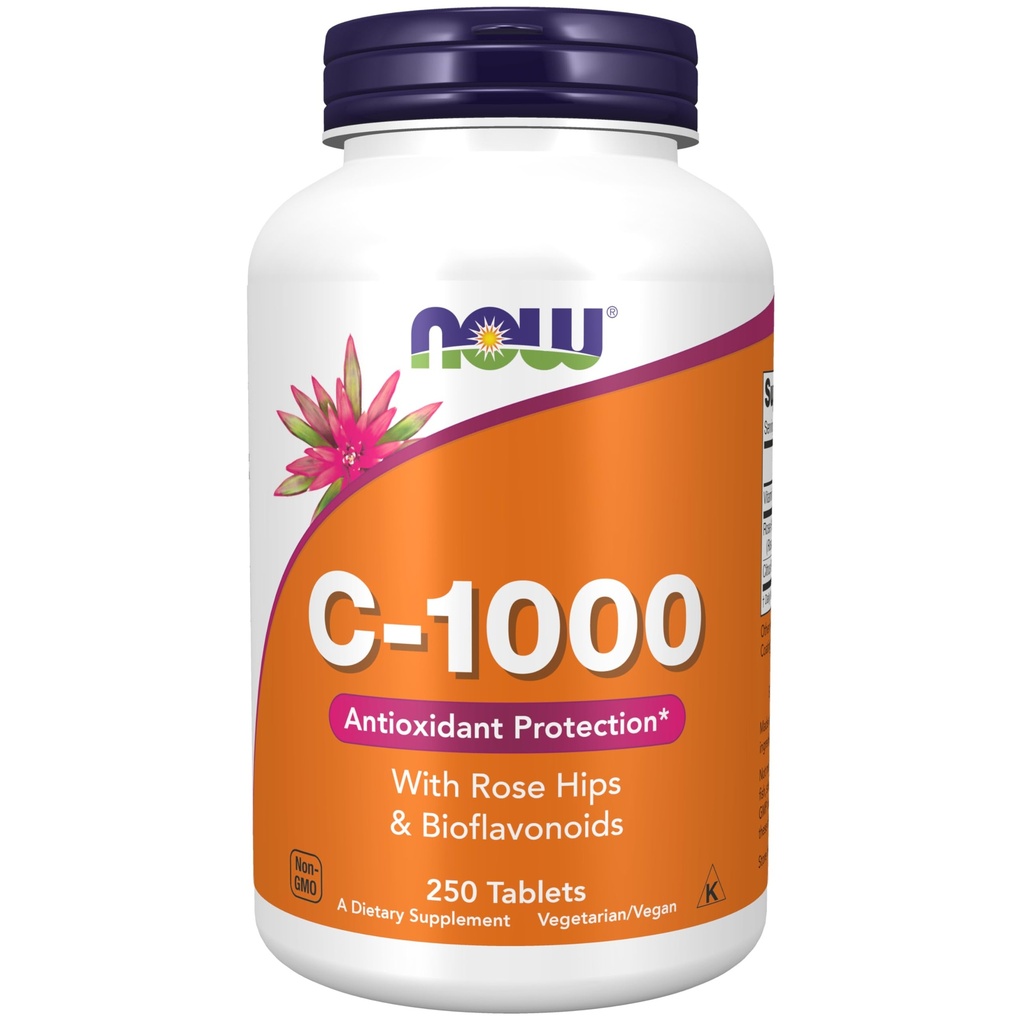 Now Supplements, Vitamin C- 1000 med Rose Hips & Bioflavonoider, Antioxidant Protection *, 250 tabletter