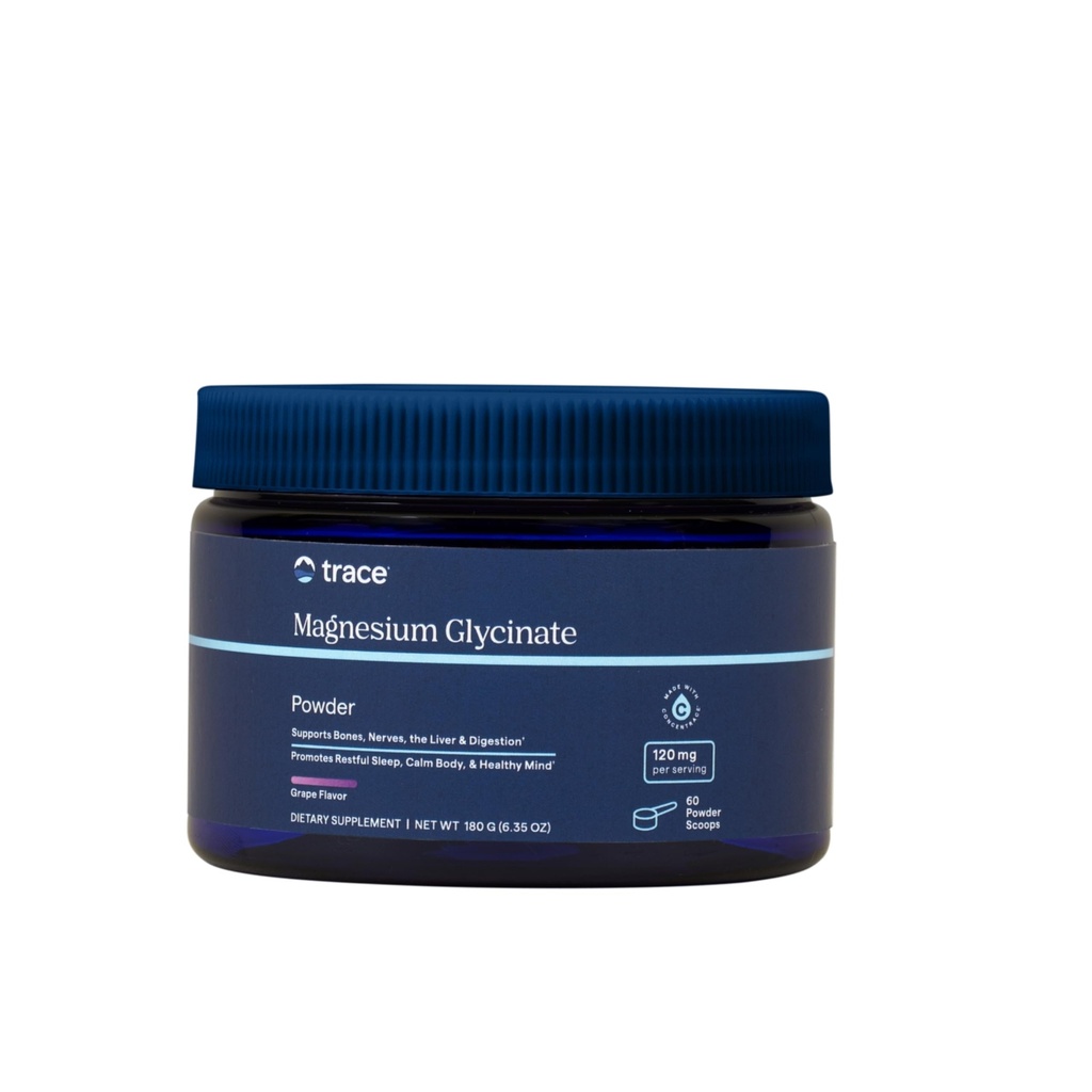 Trace Minerals Magnesium Glycinate Powder - Daglig Magnesium pulver til søvn støtte - Calming Bedtime Drink - Natural & Gentle - Grape - 180g (60 Servering)