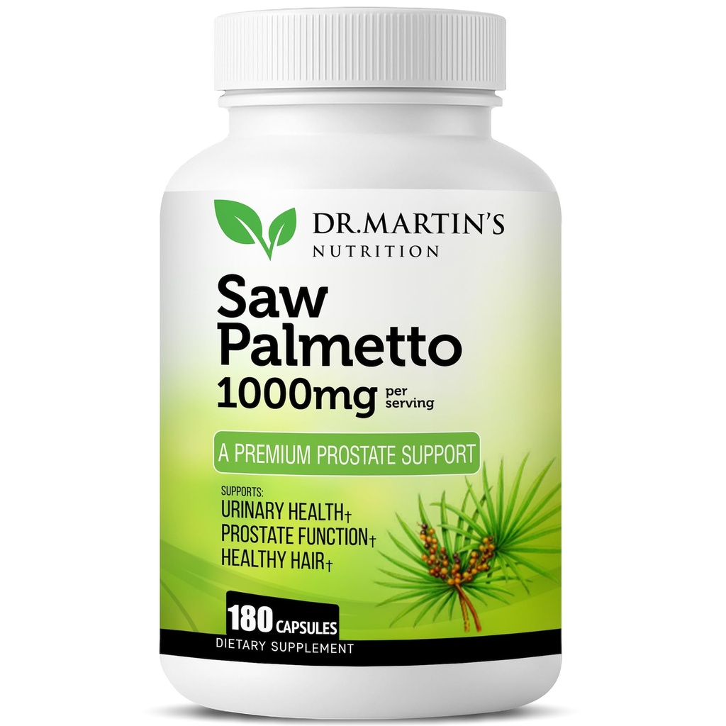 USA Grown Saw Palmetto Note 124; 180 Kapsler Prostate Health Supplement 124; Hårvækst for mænd og kvinder