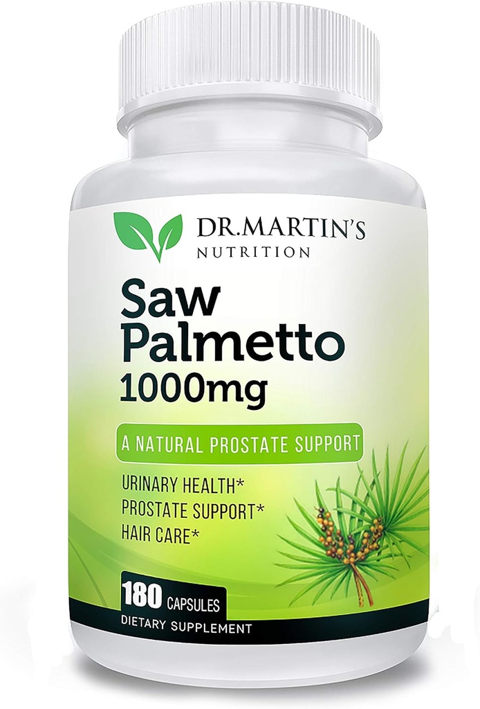 USA Grown Saw Palmetto Note 124; 180 Kapsler Prostate Health Supplement 124; Hårvækst for mænd og kvinder