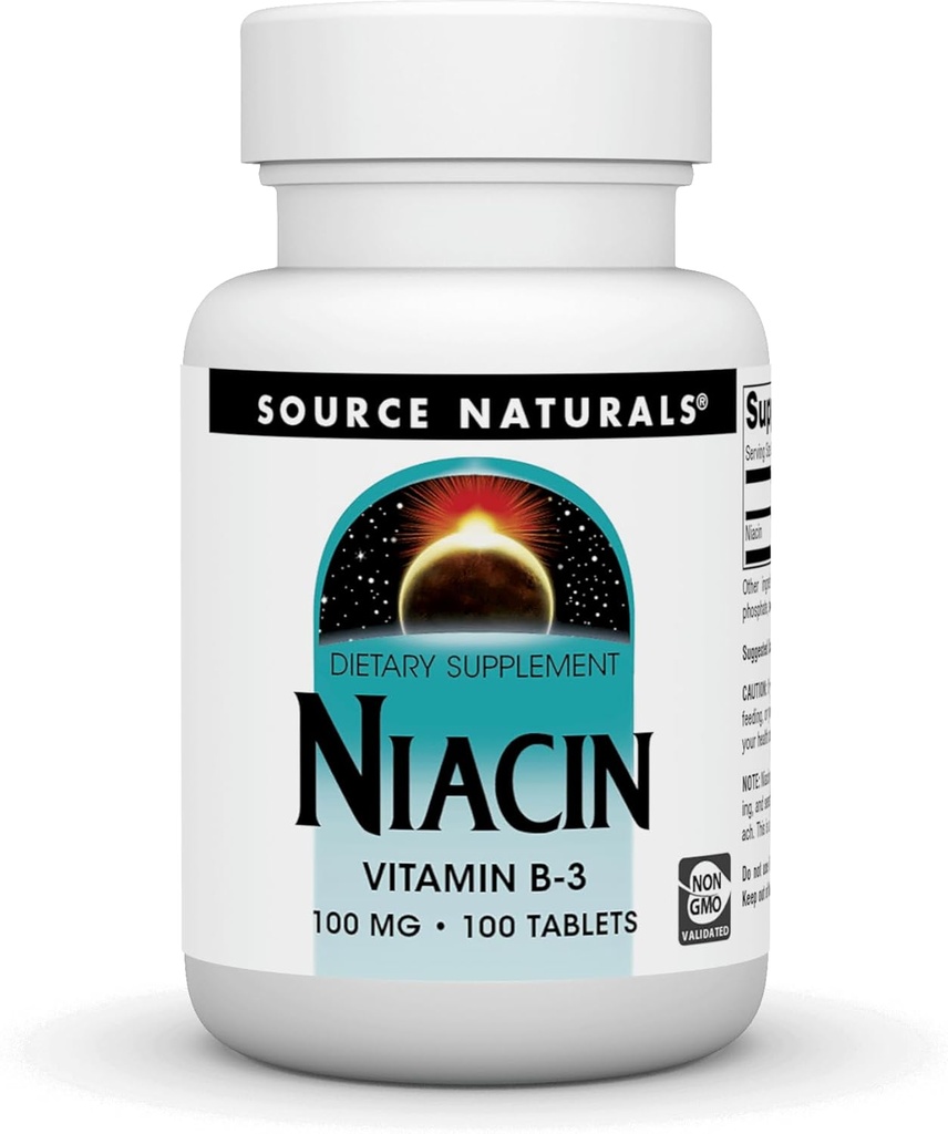 Source Naturals Niacin 100 mg B3- vitamin, non- GMO - 100 tabletter