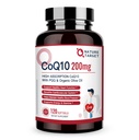 NATUR TARGET CoQ10- 200mg- Softgels + PQQ med Organic- Olie- Oil - High Absorption- Coenzyme- Q10 - Antioxidant- for- Heart- Health and immun Support, Energy Production, 120 Servere