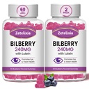 2 Pack Lutein Gummies Eye Health Supplement for voksne, Lutein & Zeaxanthin Kosttilskud Eye Vitamin Gummies, Bilbær med Lutein til fremme af Eye & Vision - 120 Gummies