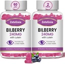 2 Pack Lutein Gummies Eye Health Supplement for voksne, Lutein & Zeaxanthin Kosttilskud Eye Vitamin Gummies, Bilbær med Lutein til fremme af Eye & Vision - 120 Gummies