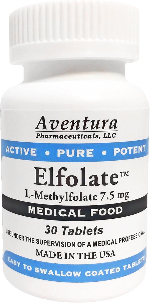 ELFOLAT ® 7, 5 mg L- methylfolat methylfolat methylfolfolfolat Medicinsk kosttilskud Professionel styrke Aktiv Pure Potent 30 tabletter