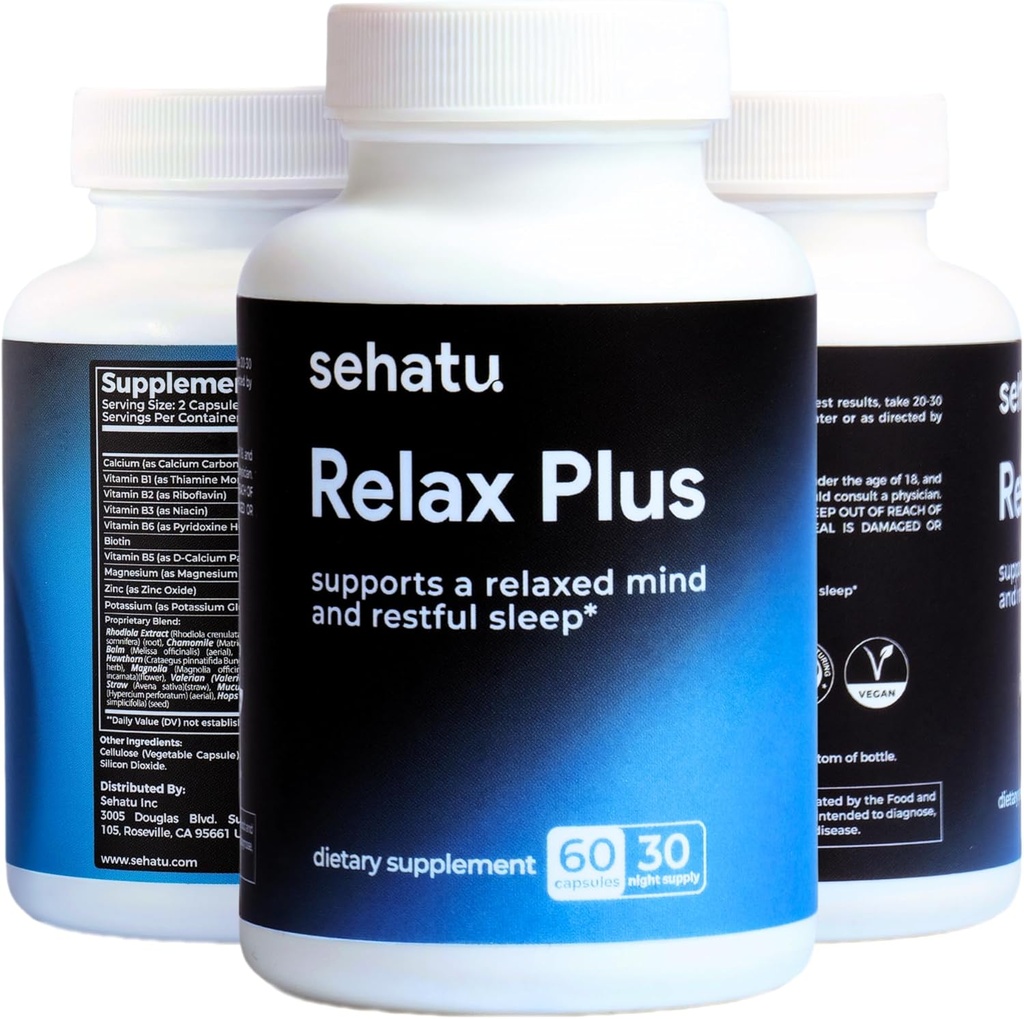 Relax Plus Stress Relief Support 124; med GABA, L-Theanine, Ashwagandha, Valerian Root Budd124; Understøtter en afslappet Mood og Rastful Sleep Budding124; 60 Greve Budding124; 30 Day Supply