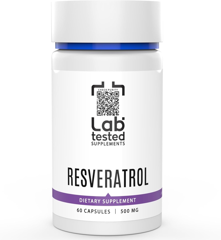 Trans- Resveratrol - 60 500 mg kapsler - 3. parts COA Forudsat med hver Lot # - Pure Resveratrol - Ingen Fillers