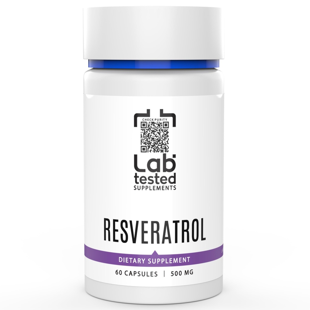 Trans- Resveratrol - 60 500 mg kapsler - 3. parts COA Forudsat med hver Lot # - Pure Resveratrol - Ingen Fillers