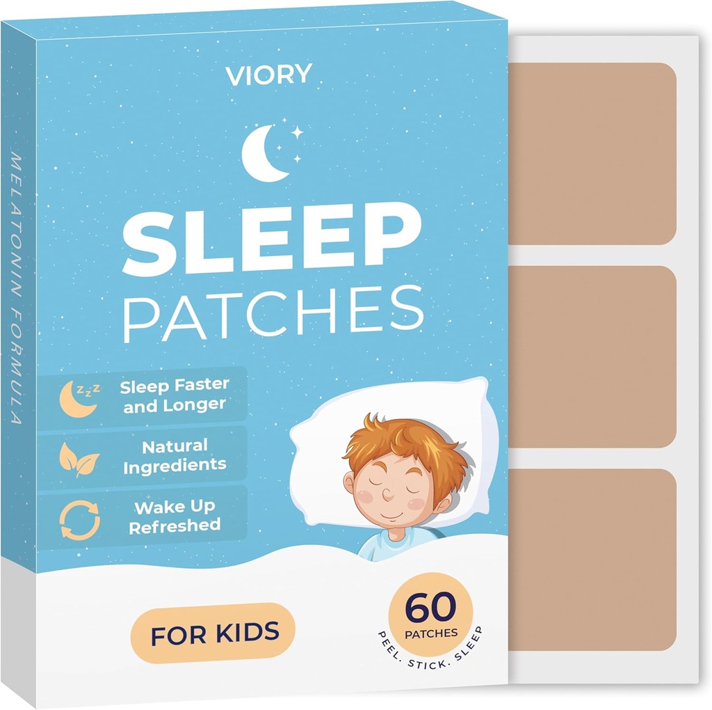 VIORY 60 Sleep Patches for Kids Extra Strength - Hurtig fungerende, 100% naturlige ingredienser, Skin- Friendly & Let at anvende Sleep Stickers for drenge