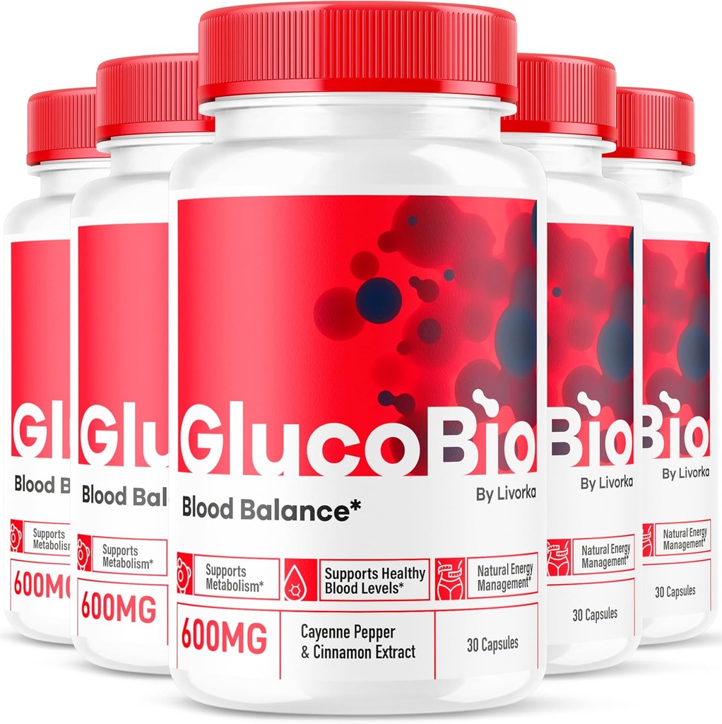 (5 Pack) GlucoBio Capsules - Official Gluco Bio Support Pills, Advanced Formula for Overall Balance, GlucoBio Pills, GlucoBio Supplement, Glucovio Reviews, 150 Capsules for 5 Months