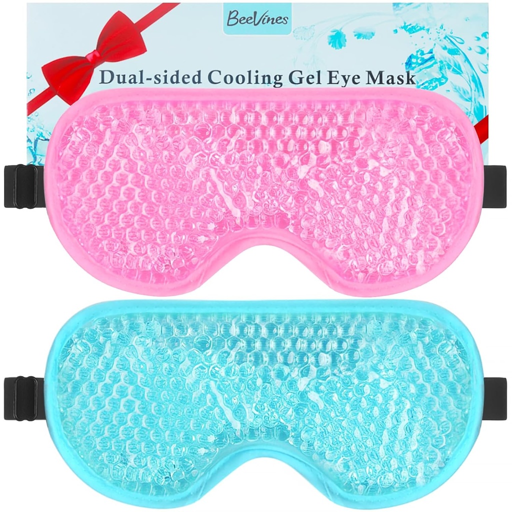 BeeVines Gel Eye Mask, 2 Pack kølende ismasker til Puffy øjne til mænd og kvinder, Cold & Warm Compress for Post Kirurgi, Puffiness, Allergier, Sinuser & Migræne Behandling