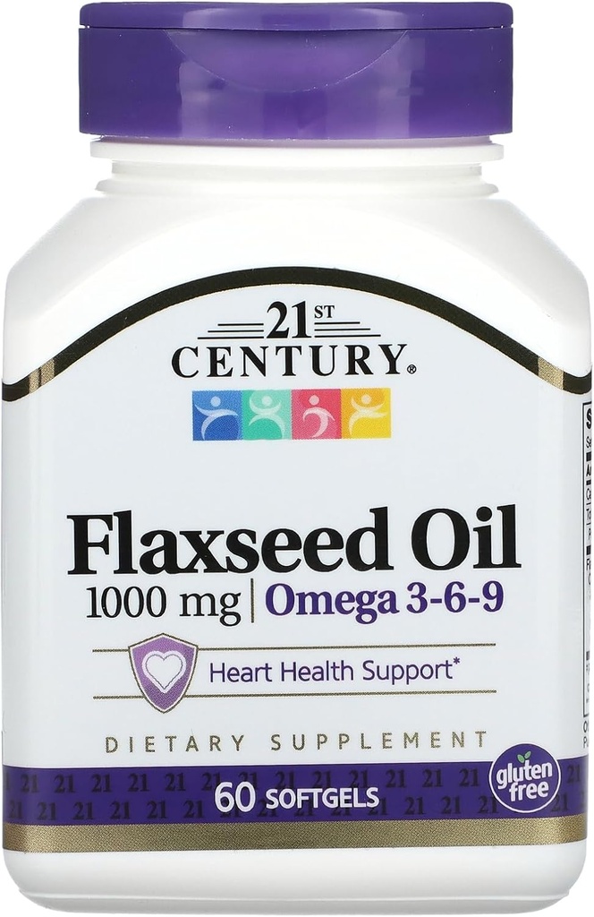 21. århundrede Flaxseed Oil 1000 mg Softgels, 60 Greve (22407)