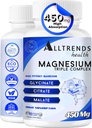 Triple Magnesium Complex 124; High Potency Magnesium 450mg Magnesium Glycinat, Malat & Citrate; High Absorption; 124; Non- GMO, Gluten Free, Soy Free, Vegan Glycinat 124; 90 Kapsler.