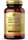 Solgar Biotin 1000 mcg - 250 Vegetabilske kapsler - Understøtter sund hud, negle og hår - Non-GMO, Vegan, Gluten Free, Dairy Free, Kosher - 250 Servere