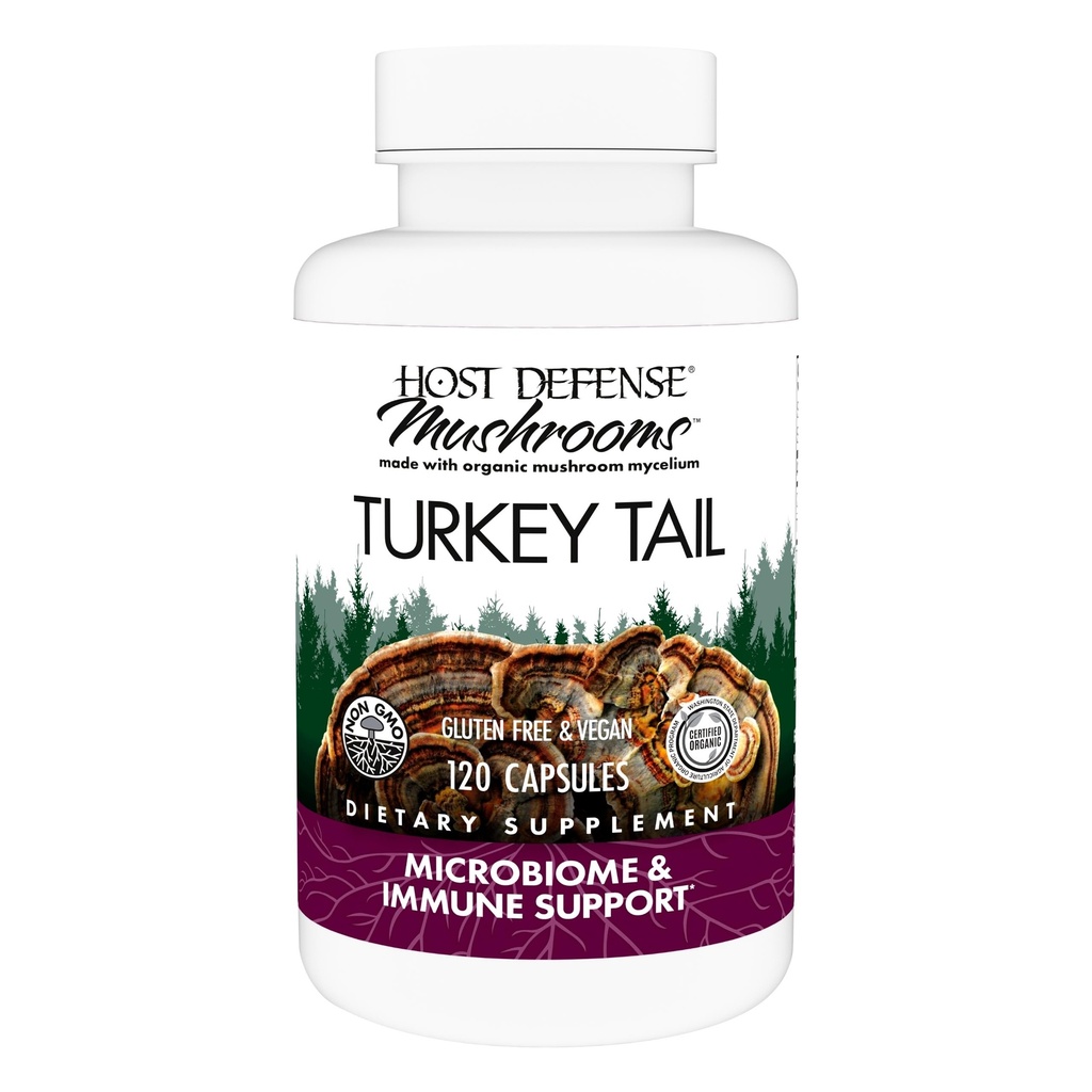 Værtsforsvar Tyrkiet Tail kapsler - fordøjelsesmæssige sundhed & immunforsvar Support - Mushroom supplement til Gastrointestinal & Gut Microbiome Support - 120 Kapsler (60 Servere) *