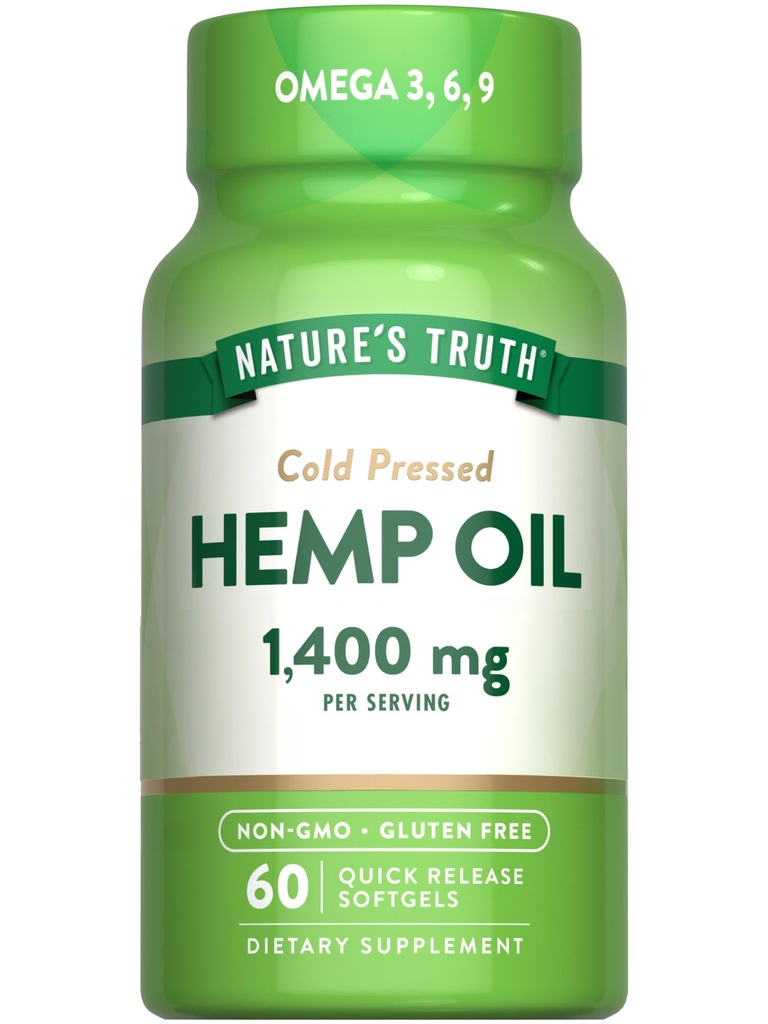 Nature 's Truth Hemp Oil Softgels against 124; 1400mg against 124; 60 Greve Measures 124; Omega 3 6 9 Measures 124; Cold Paired Measures 124; Non- GMO & Gluten Free Supplement