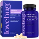 Lovebug Postnatal Probiotika - 20 Millioner CFU 'er Multi Strain til Amning - med Fenugreek, Milk Thistle & Fennel, Understøtter Breast Milk & Gut Sundhed, Postpartum Essentials, 30 Kapsler