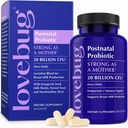 Lovebug Postnatal Probiotika - 20 Millioner CFU 'er Multi Strain til Amning - med Fenugreek, Milk Thistle & Fennel, Understøtter Breast Milk & Gut Sundhed, Postpartum Essentials, 30 Kapsler