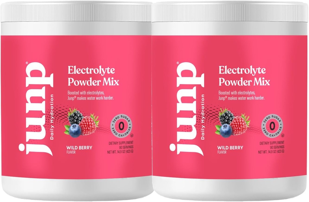 JUNP Electrolytes Powder No Sugar No Carbs - Wild Berry Fruit Flavor Drink Mix - Kalium & Salt Electrolyte Hydration Powder Zero Calorie Sugar Free Electrolyte Powder, Keto Friendly, 180 Servering