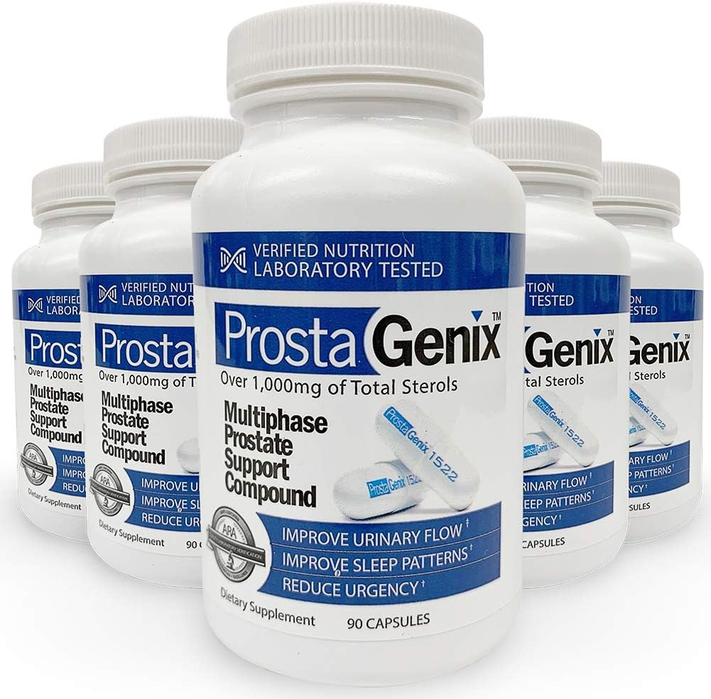 ProstaGenix Multiphase Prostate Supplement -5 Bottles- Featured on Larry King Investigative TV Show - Over 1 Million Sold - End Nighttime Bathroom Trips, Urgency, Frequent Urination.