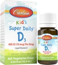 Carlson - Kid 's Super Daily D3, D-vitamin dråber til børn, 400 IE per dråbe, 1-år Supply, hjerte & immunforsvar, Vegetarisk, flydende D-vitamin dråber, Unflavored, 365 dråber