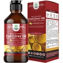 Islandsk Wild fanget cod lever olie væske - fisk olie dråber med Omega 3, EPA, DHA, D-vitamin & A - flydende cod lever supplement til hjerte, fælles, hjerne & immunforsvar - 240 ml (8 Ounce)