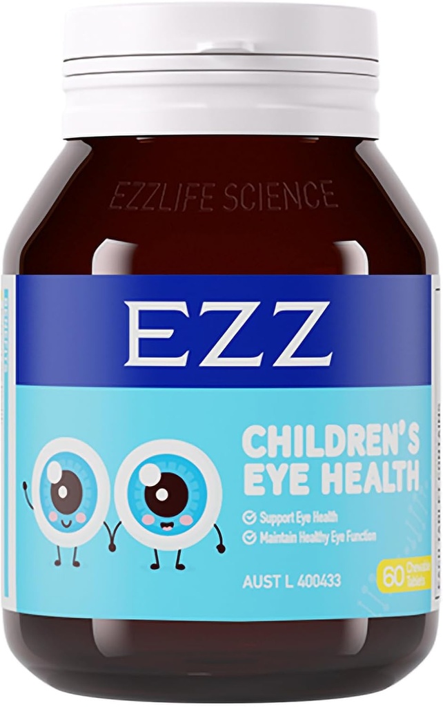 EZZ Children 's Eye Health, Essential Eye Vitamin Lutein og Zeaxanthin, Relief of Visual Træthed and Enhance Eyesight, Natural and Free of Additives, 60 Easy- to- Chew