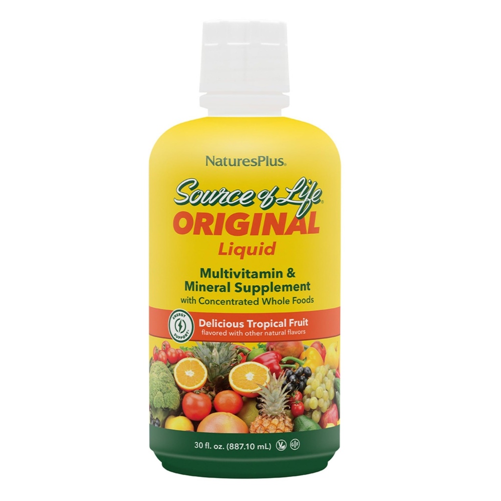 NaturesPlus Kilde til liv flydende, Tropical Fruit - 30 fl oz - Multivitamin & Mineral supplement - Gluten Free, Vegetar - 30 Servere