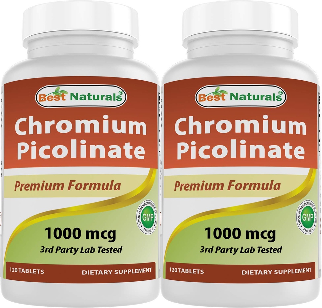 Bedste Naturals Chrom Picolinate 1000 mcg 120 tabletter (120 greve (pakke med 2))