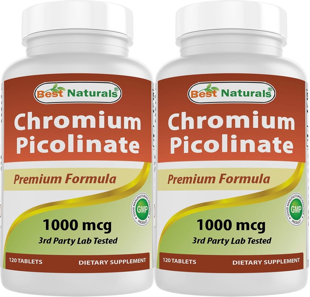 Bedste Naturals Chrom Picolinate 1000 mcg 120 tabletter (120 greve (pakke med 2))