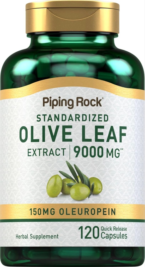 Piping Rock Olive Leaf Extract Kapsler 124; 9000mg • 124; 120 Piller • 124; 150mg Oleuropein • 124; Standardized Herbal Supplement • 124; Non- GMO, Gluten Free
