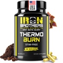 Iron Brothers Kosttilskud Stimulant Free Fat Burners for Kvinder og Mænd - Vægttab - Ikke Stim Thermogen Fat Burner - Kosttilskud - Metabolisme Booster med Cayenne Pepper - 30 dages forsyning