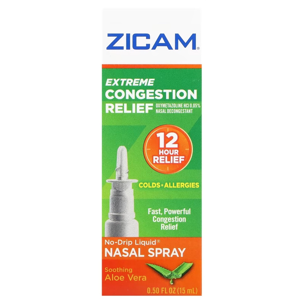 Zicam Extreme Congestion Relief No- Drip Liquid Nasal Spray med Soothing Aloe Vera, 0.5 Ounce