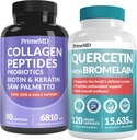 27- in-1 Hår Hud og negle Vitaminer (6810mg) w / Biotin og Collagen Hårvækst Vitaminer med Probiotika og Saw Palmetto, 90 ct - 28- in-1 Quercetin med Bromelain til daglig immunforsvar (120ct)