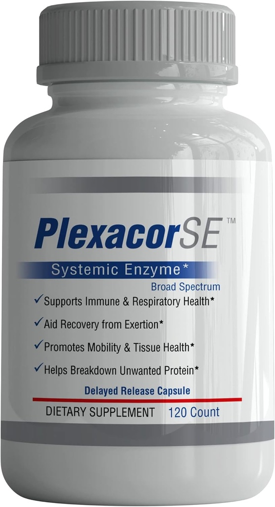 Ny Plexacor Multi- Enzymes Fibrin Defense, 6- in-1 SuperEnzyme Blend med Rutin, Serrapeptase & Superior Turmerisk for sund immunforsvar - 120 Greve