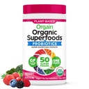 Orgain Organic Green Powder + 50 Superfood, Berry - 1 Millioner Probiotika til fordøjelsessygdomme, Antioxidanter, Vegan, Plant- baseret, Gluten- fri, Non- GMO, Green Juice & Smoothie Drink Mix - 0.62lb