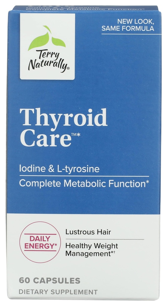 Terry naturligt Thyroid Care - immunforsvar sundhed & energi støtte Formel - Nutritional supplement med jod til Thyroid sundhed støtte - Wellness supplement med L-Tyrosine - 60 kapsler