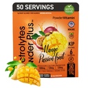 PowderVitamin Electrolytes Powder Plus (50 Servere) Mango Passionfruit Electrolyte Powder Zero Calorie Keto, 0 Sugar, No Maltodextrin, 1000mg Kalium, 120mg Calcium, 120mg Magnesium, Hydrationspulver