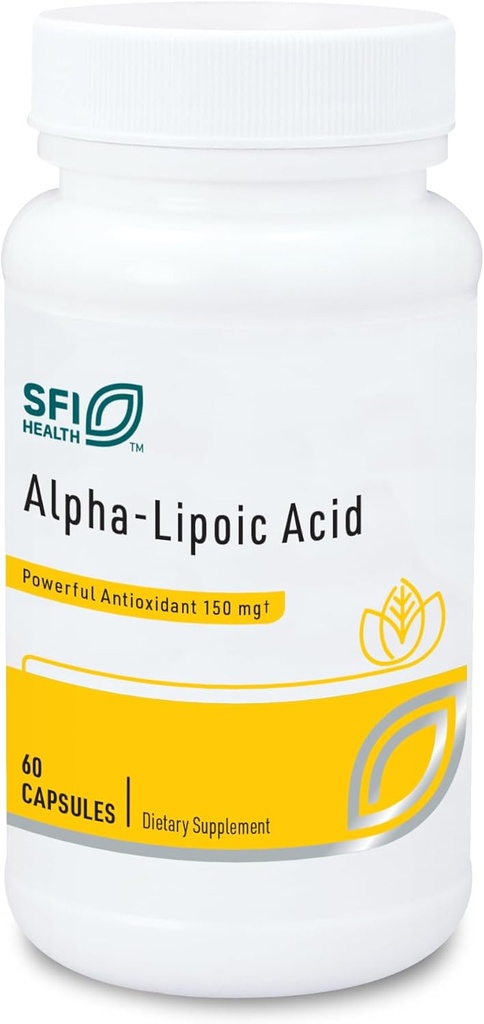 Klaire Labs SFI Health Alpha- Lipoic Acid 150mg - ALA supplement til fremme leverdetox, Antioxidant Support - Hypoallergen & Corn- Free (60 kapsler)